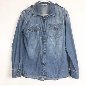 CAbi Denim Tavern Shirt Long Sleeve Chambray